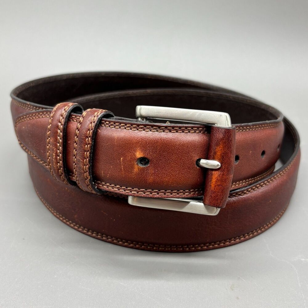 Roundtree & Yorke Full Grain Cowhide Leather Dress Belt Brown Mens Size 44 / 110